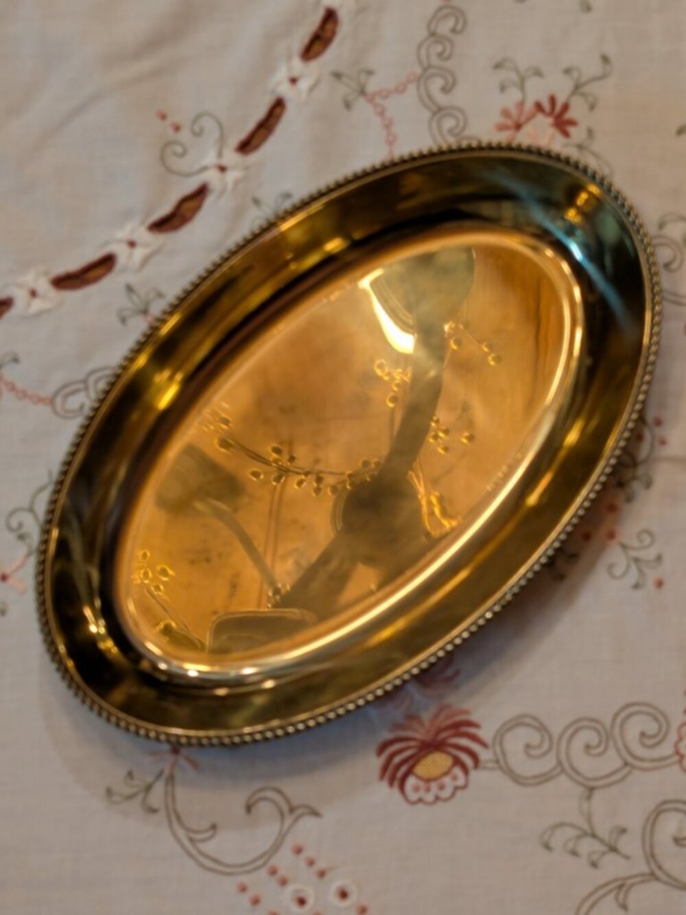 WMF Ikora Germany EP Brass Oval Serving Tray - Rope Edge Detail - MCM - VTG - Picture 3 of 11